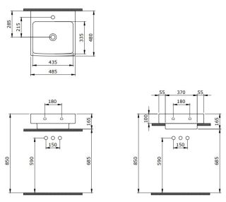 Раковина Berges Strati 182005 48см белый
